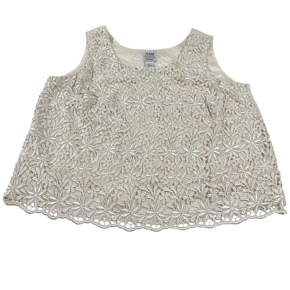 R&M Richards Vintage Off White Floral Lace Tank Top Only Women's Size 20W Formal